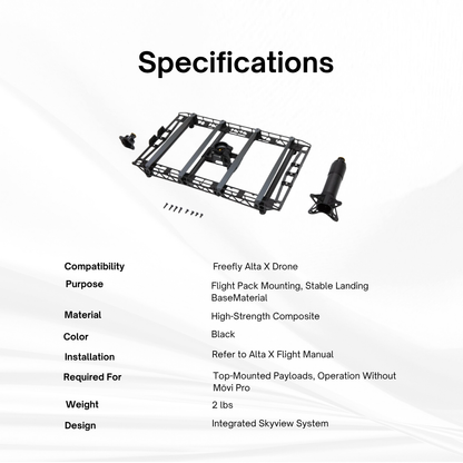 FreeFly SkyView Landing Gear for Alta X Drone - Secure Flight Pack Mount