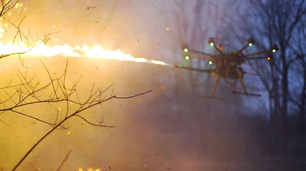 Advanced TF-19 WASP Gen2 Drone Flamethrower Attachment for Aerial Ignition