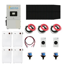 Load image into Gallery viewer, Complete Hybrid Solar Kit - Sol-Ark 15K Hybrid Inverter | 15kW 120/240V Output | 48V 310AH 16.1kWh Midnite Solar AllWeather Lithium Battery | 13.5kW+ Solar PV