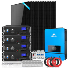Load image into Gallery viewer, Off-Grid Solar Kit 6500W/ 8000W 48VDC 120V/240V LifePo4 10.24KWH-20.48KWH Lithium Battery 8 X 415 Watts Solar Panels SGR-8K10E