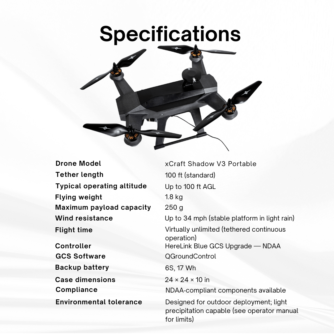 xCraft Shadow V3 Portable Tethered UAS Package