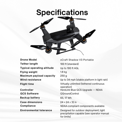 xCraft Shadow V3 Portable Tethered UAS Package